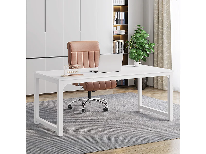 Biurko na laptopa, stół, biurko do nauki do pracy zdalnej, stanowisko pracy do biura, sypialni, łatwe w montażu (białe, 160 x 80 x 75 cm)