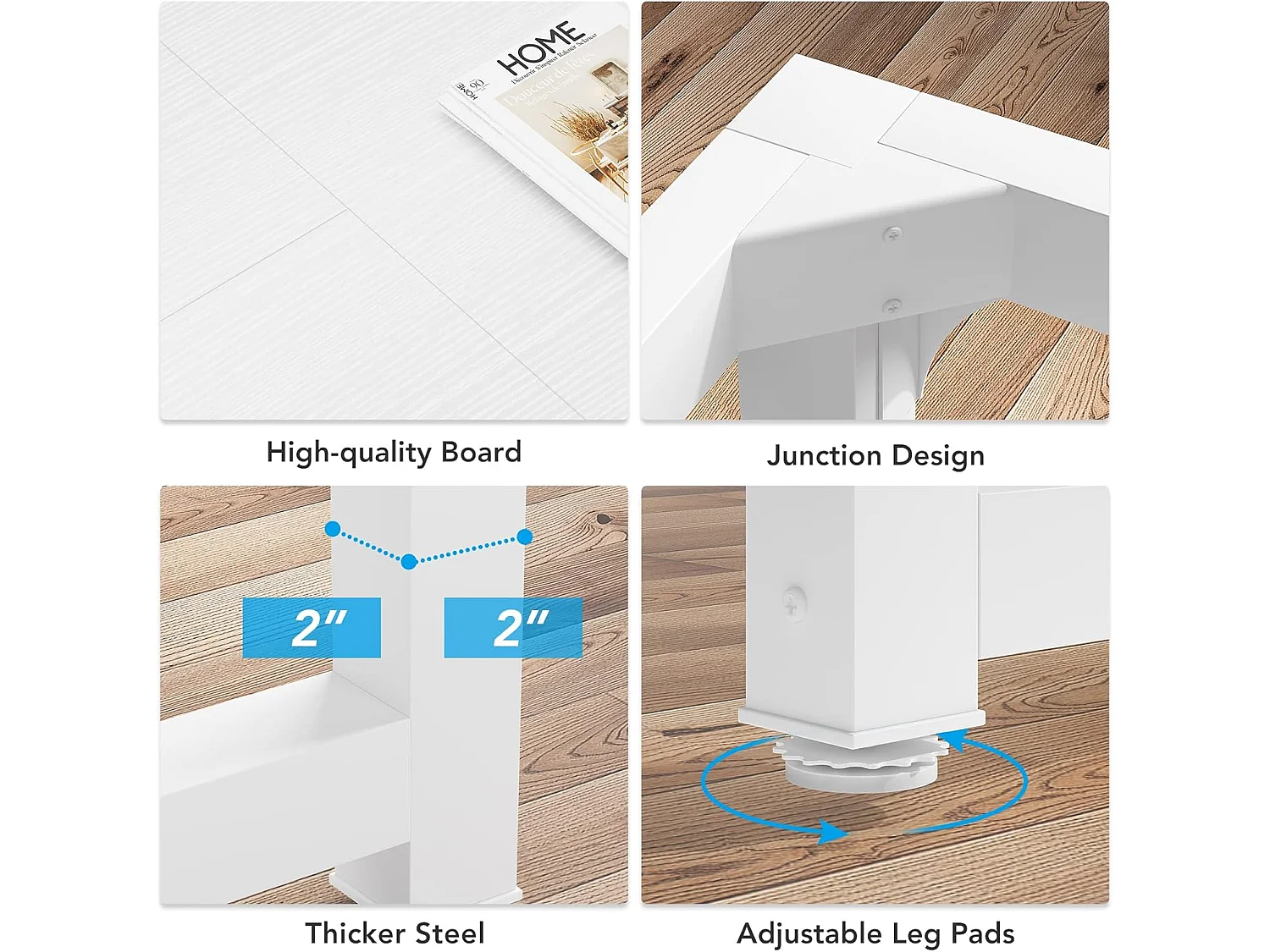 Bureau pour Ordinateur Portable,Table, Bureau d’étude pour Le télétravail, Poste de Travail pour Bureau, Chambre, Facile à Monter (Blanc, 180 x 80 x 75 cm)