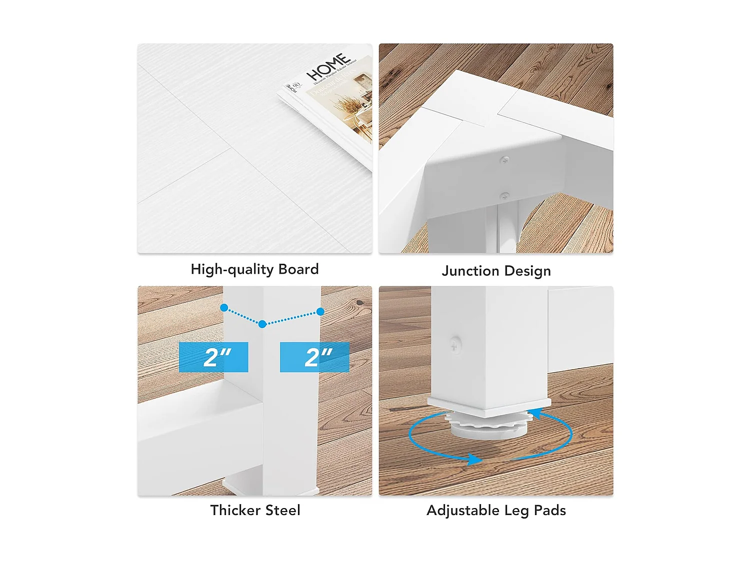 Bureau pour Ordinateur Portable,Table, Bureau d’étude pour Le télétravail, Poste de Travail pour Bureau, Chambre, Facile à Monter (Blanc, 180 x 80 x 75 cm)