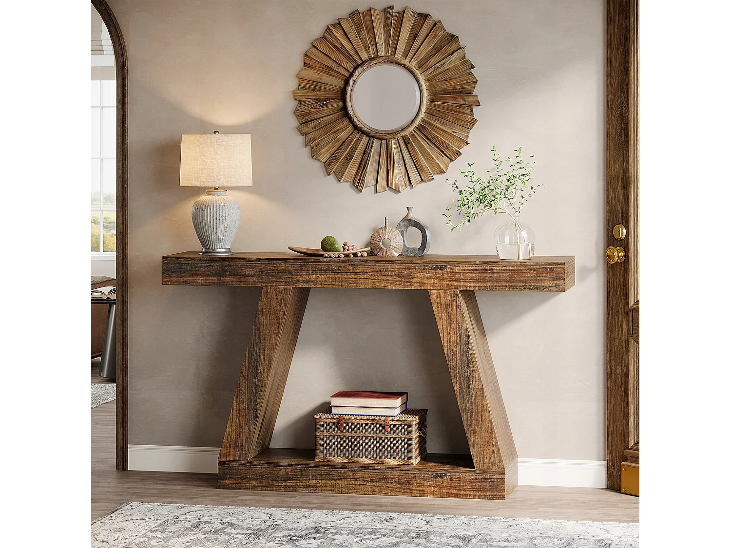 Table Console 140 x 30 x 80 cm, Table d'appoint, Table de Couloir, Table Console avec Espace de Rangement dans l'entrée