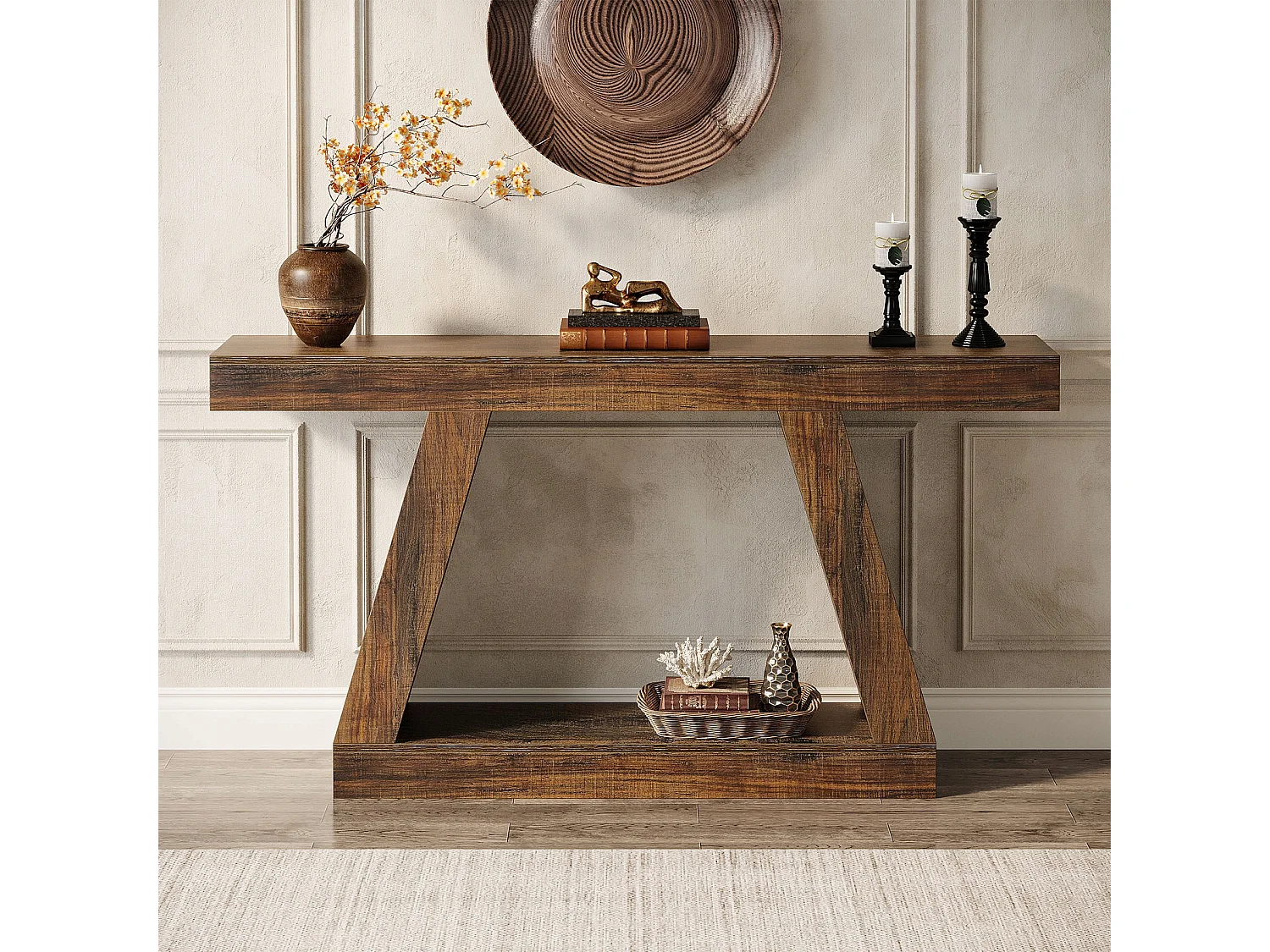 Table Console 140 x 30 x 80 cm, Table d'appoint, Table de Couloir, Table Console avec Espace de Rangement dans l'entrée