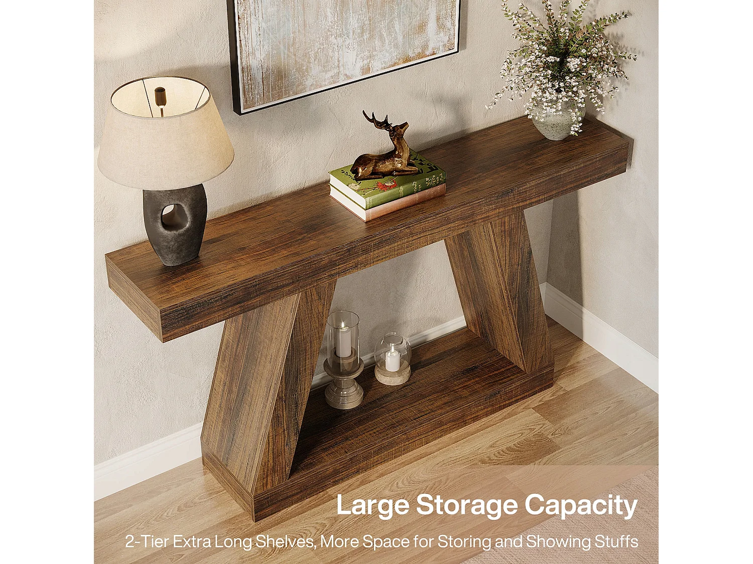 Table Console 140 x 30 x 80 cm, Table d'appoint, Table de Couloir, Table Console avec Espace de Rangement dans l'entrée