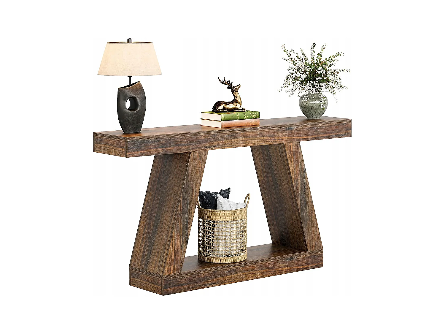 Table Console 140 x 30 x 80 cm, Table d'appoint, Table de Couloir, Table Console avec Espace de Rangement dans l'entrée