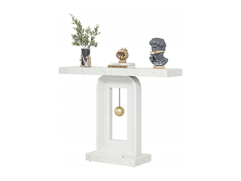 Consoletafel Halmeubel, 100cm Marmeren Print Hal Entreetafel met Pendelvoet
