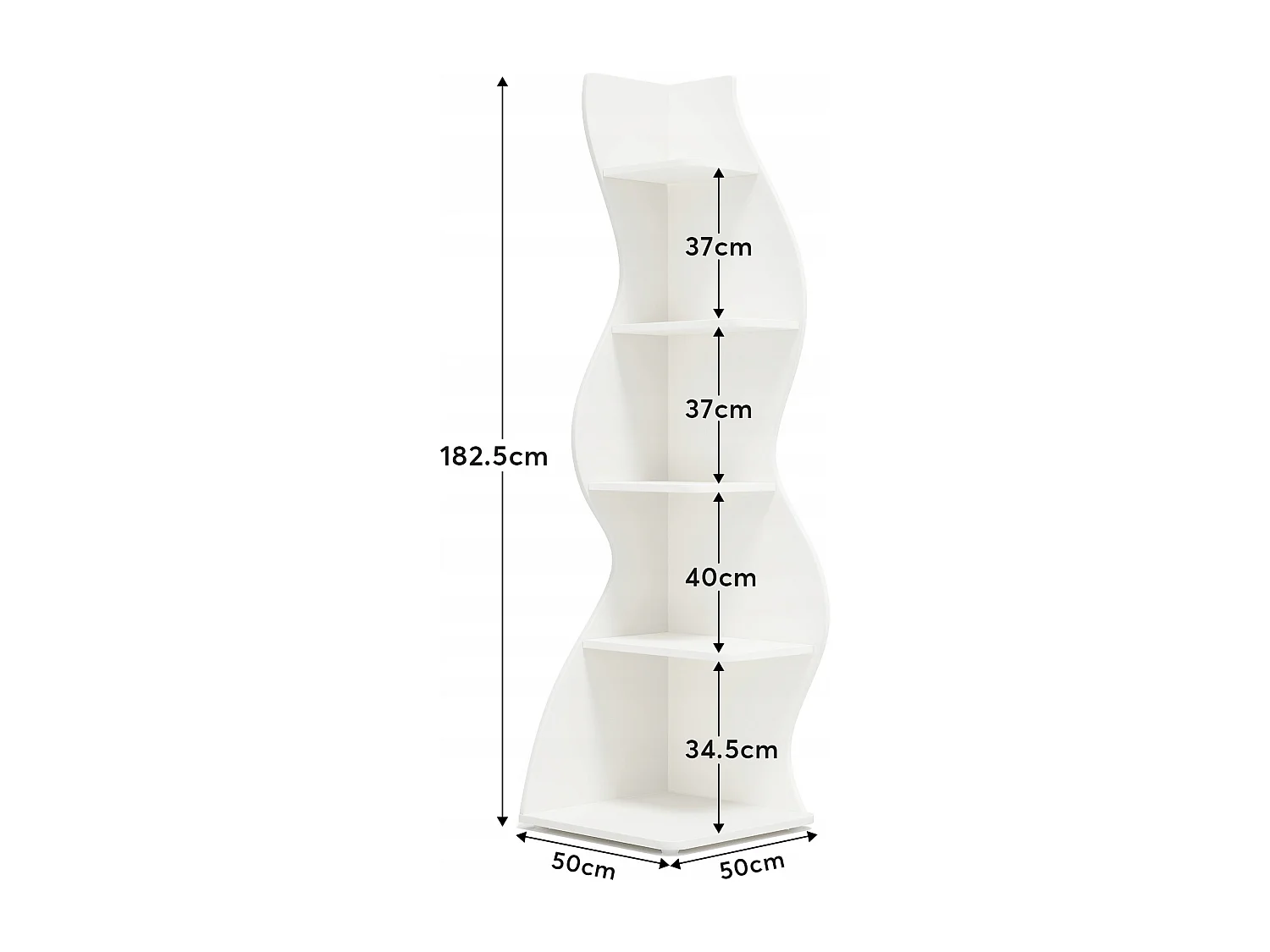 Étagère d'angle Moderne à 5 Niveaux, Petite Bibliothèque d'angle élégante, Support de Plante unité d'organisation avec Forme Unique, Blanc