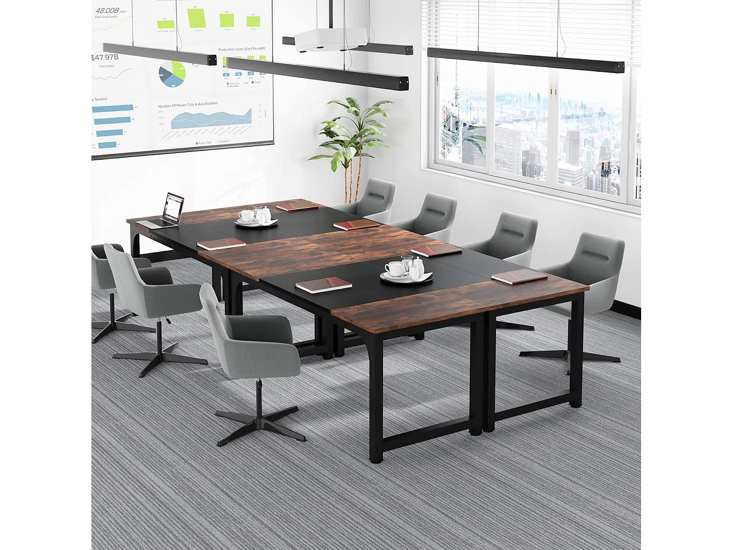 Tribesigns Bureau pour Ordinateur Portable, Table, Bureau d’étude pour Le télétravail, Poste de Travail pour Bureau, Chambre, Facile à Monter, 160 x 80 x 75 cm (Marron Rustique + Noir)