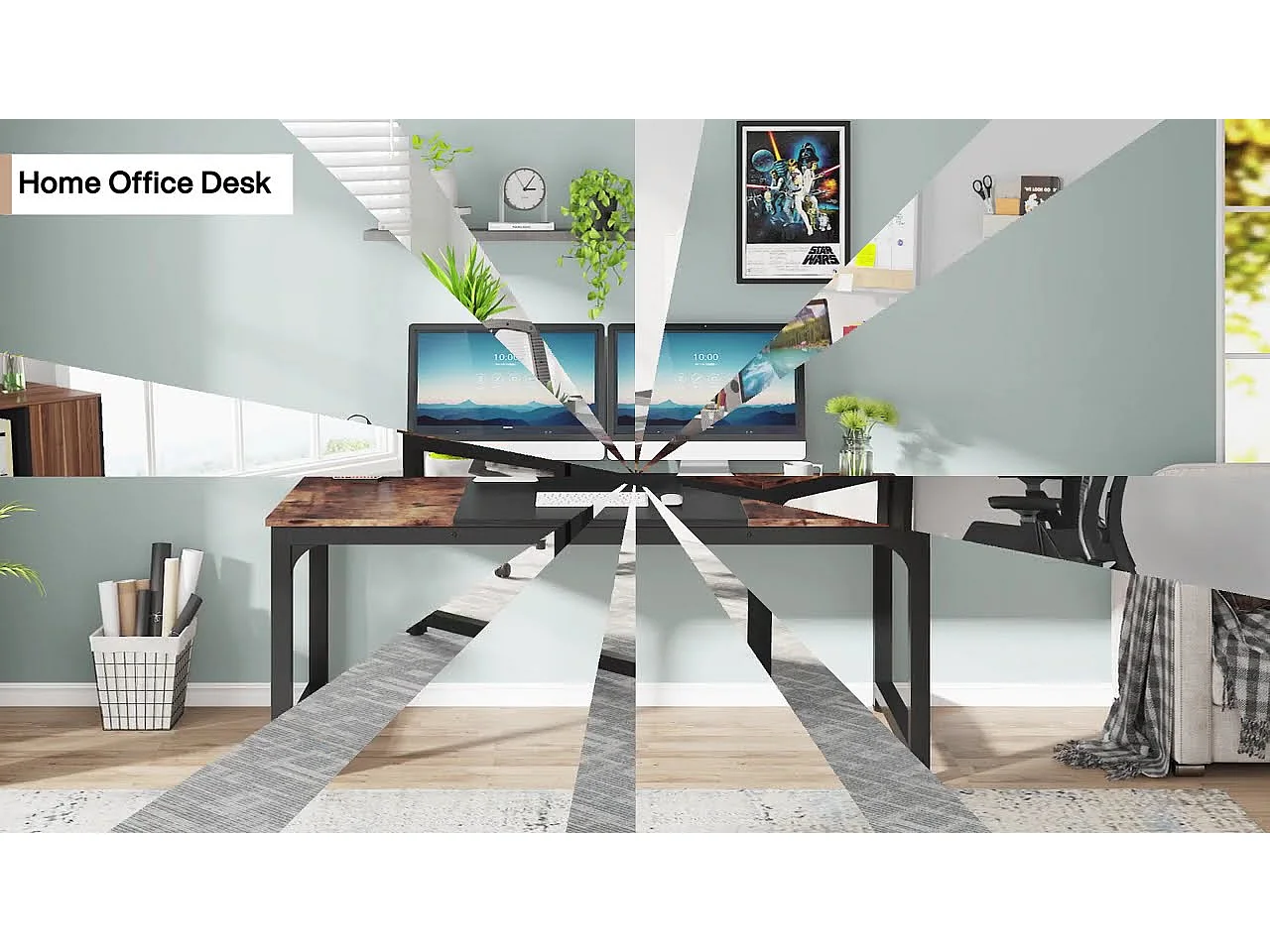 Tribesigns Bureau pour Ordinateur Portable, Table, Bureau d’étude pour Le télétravail, Poste de Travail pour Bureau, Chambre, Facile à Monter, 160 x 80 x 75 cm (Marron Rustique + Noir)