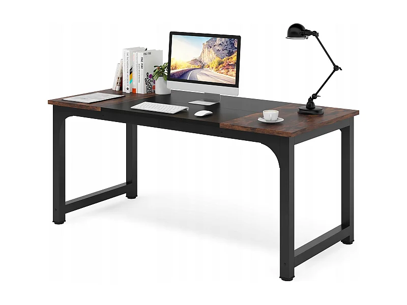 Tribesigns Bureau pour Ordinateur Portable, Table, Bureau d’étude pour Le télétravail, Poste de Travail pour Bureau, Chambre, Facile à Monter, 160 x 80 x 75 cm (Marron Rustique + Noir)