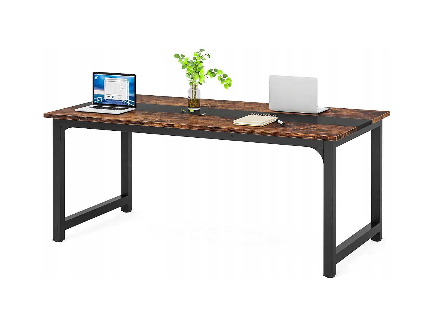 Bureau d'ordinateur Moderne, 160 x 80 cm, Grand Bureau, Table d'ordinateur, Bureau d'étude, Poste de Travail pour Bureau à Domicile, Rustique/Noir