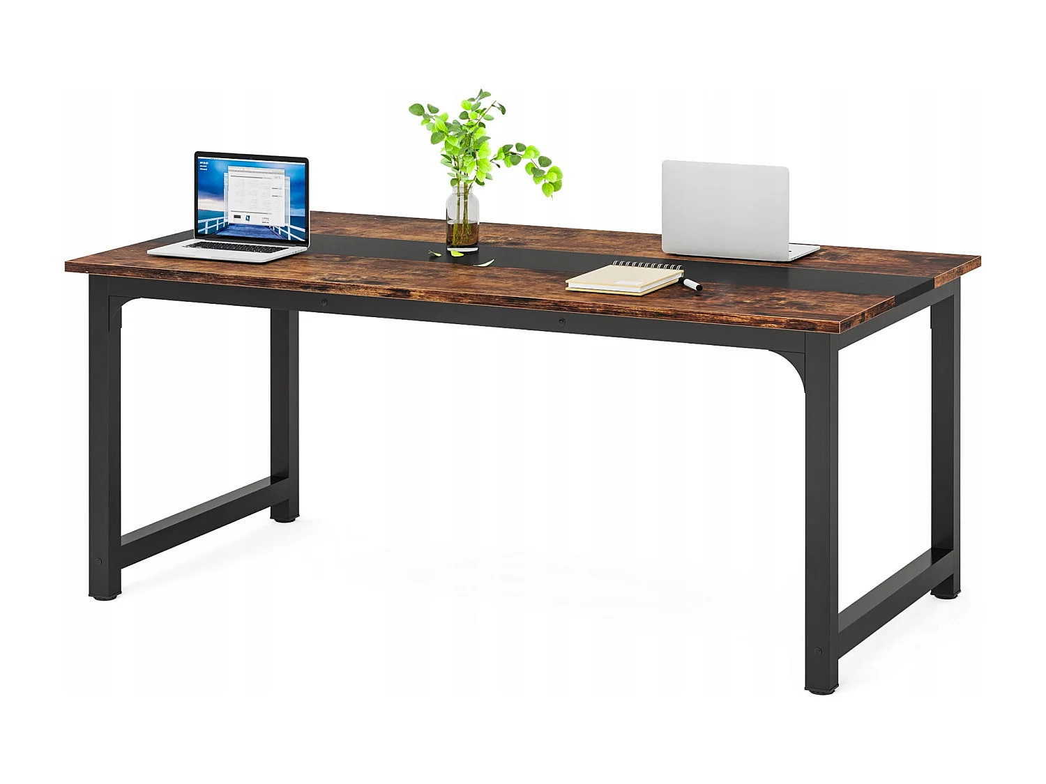 Bureau d'ordinateur Moderne, 160 x 80 cm, Grand Bureau, Table d'ordinateur, Bureau d'étude, Poste de Travail pour Bureau à Domicile, Rustique/Noir