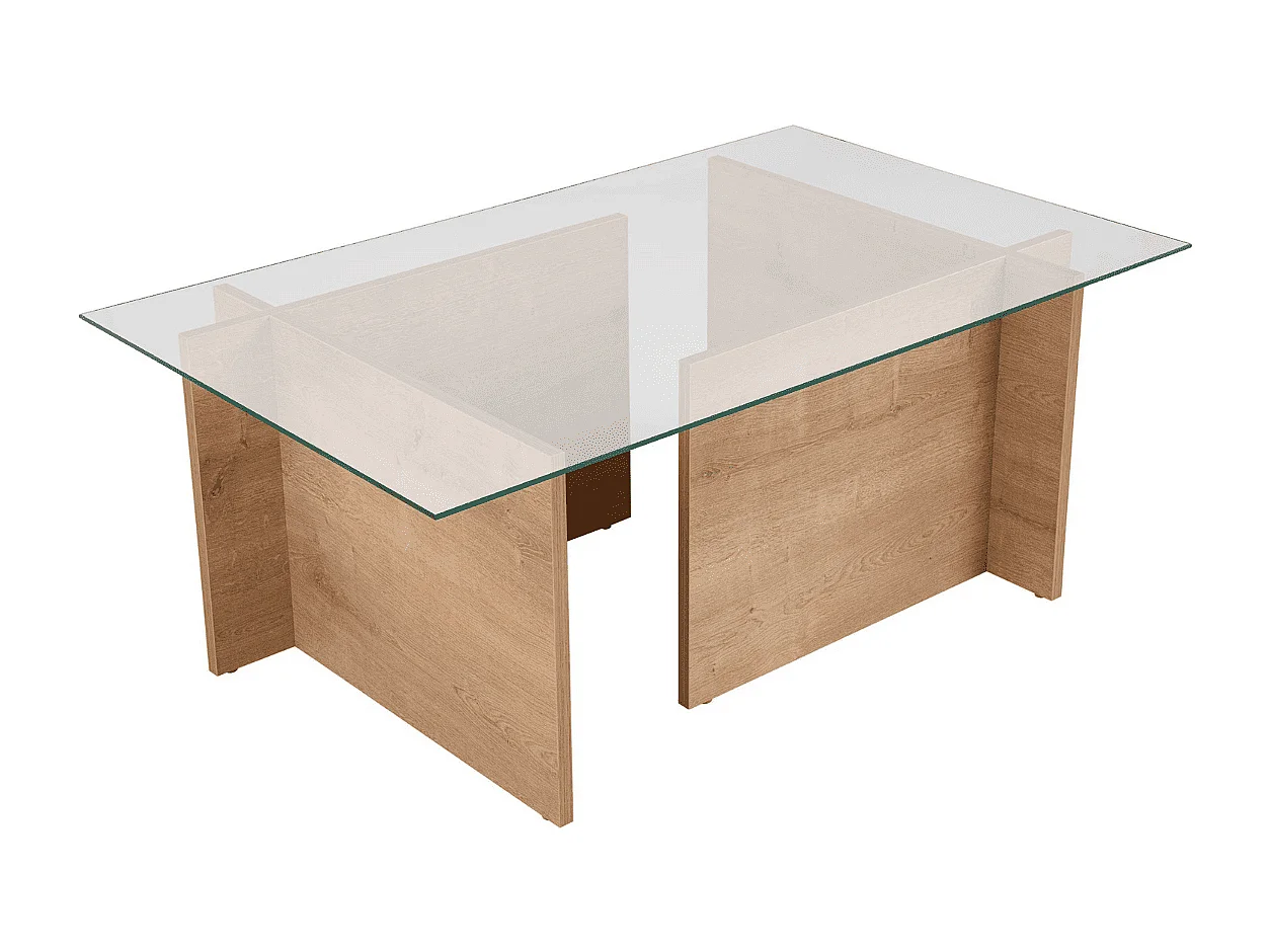 Mesa de centro con tablero de vidrio L105 cm - NOAH