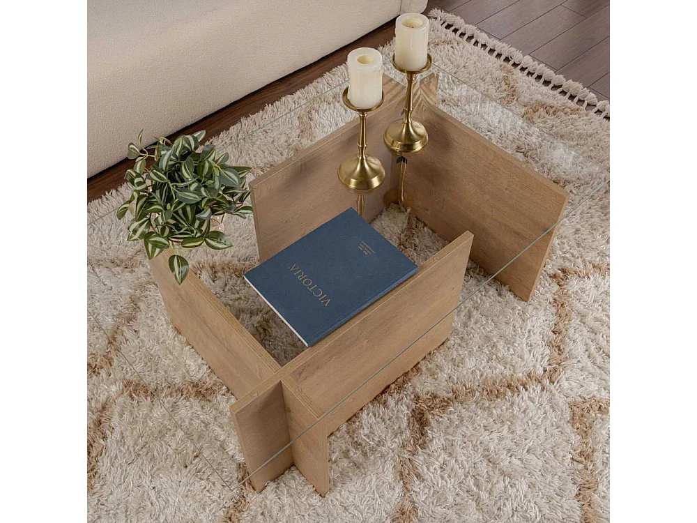 Mesa de centro con tablero de vidrio L105 cm - NOAH