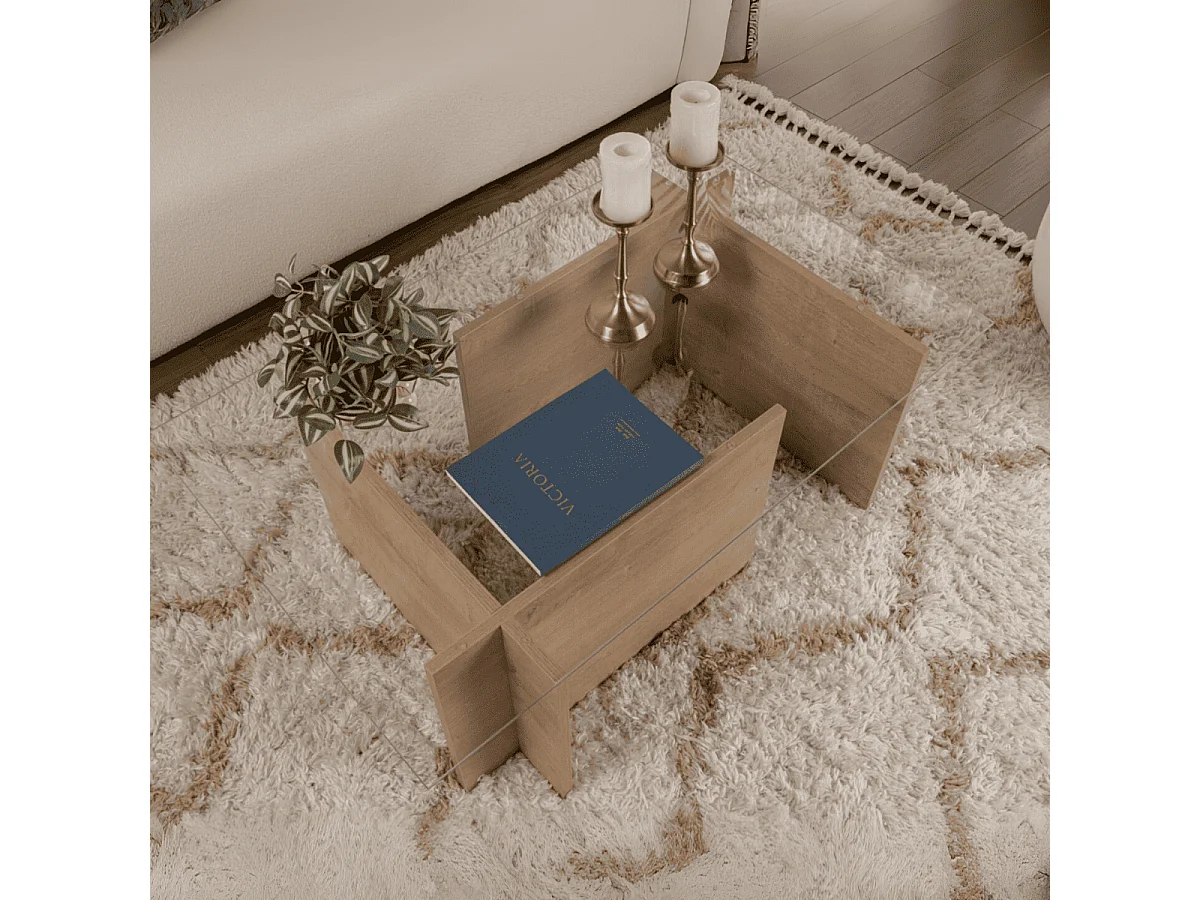 Couchtisch mit Glasplatte L105 cm - NOAH