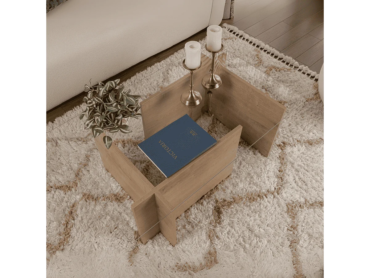 Tavolino con piano in vetro L105 cm - NOAH