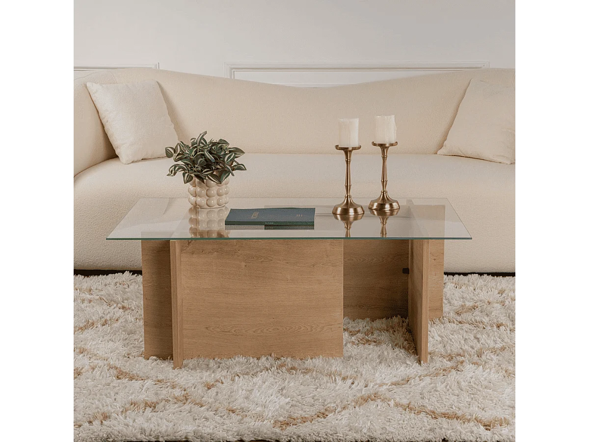 Tavolino con piano in vetro L105 cm - NOAH