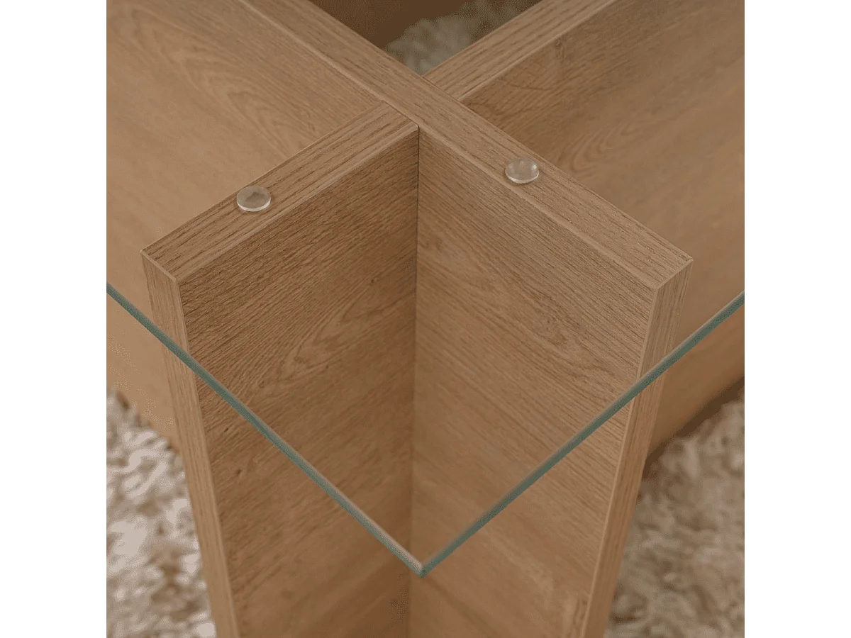 Tavolino con piano in vetro L105 cm - NOAH