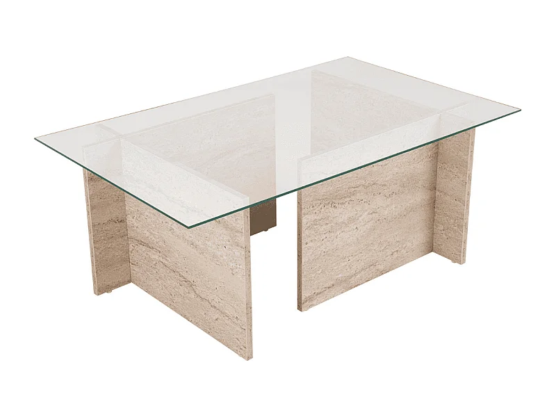 Table basse avec plateau en verre L105 cm - NOAH