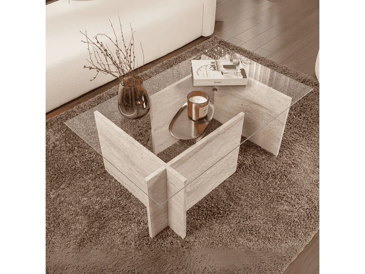 Salontafel met glazen blad L105 cm - NOAH