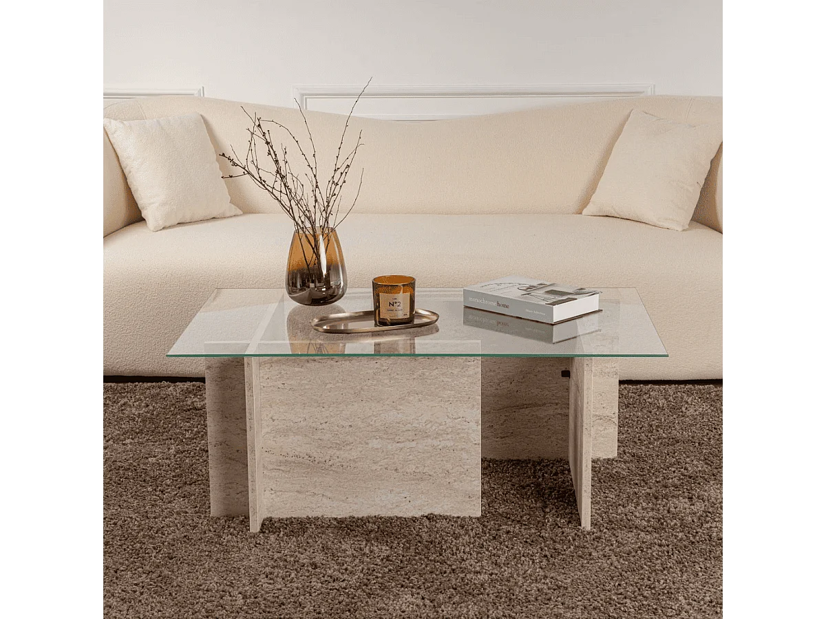 Salontafel met glazen blad L105 cm - NOAH