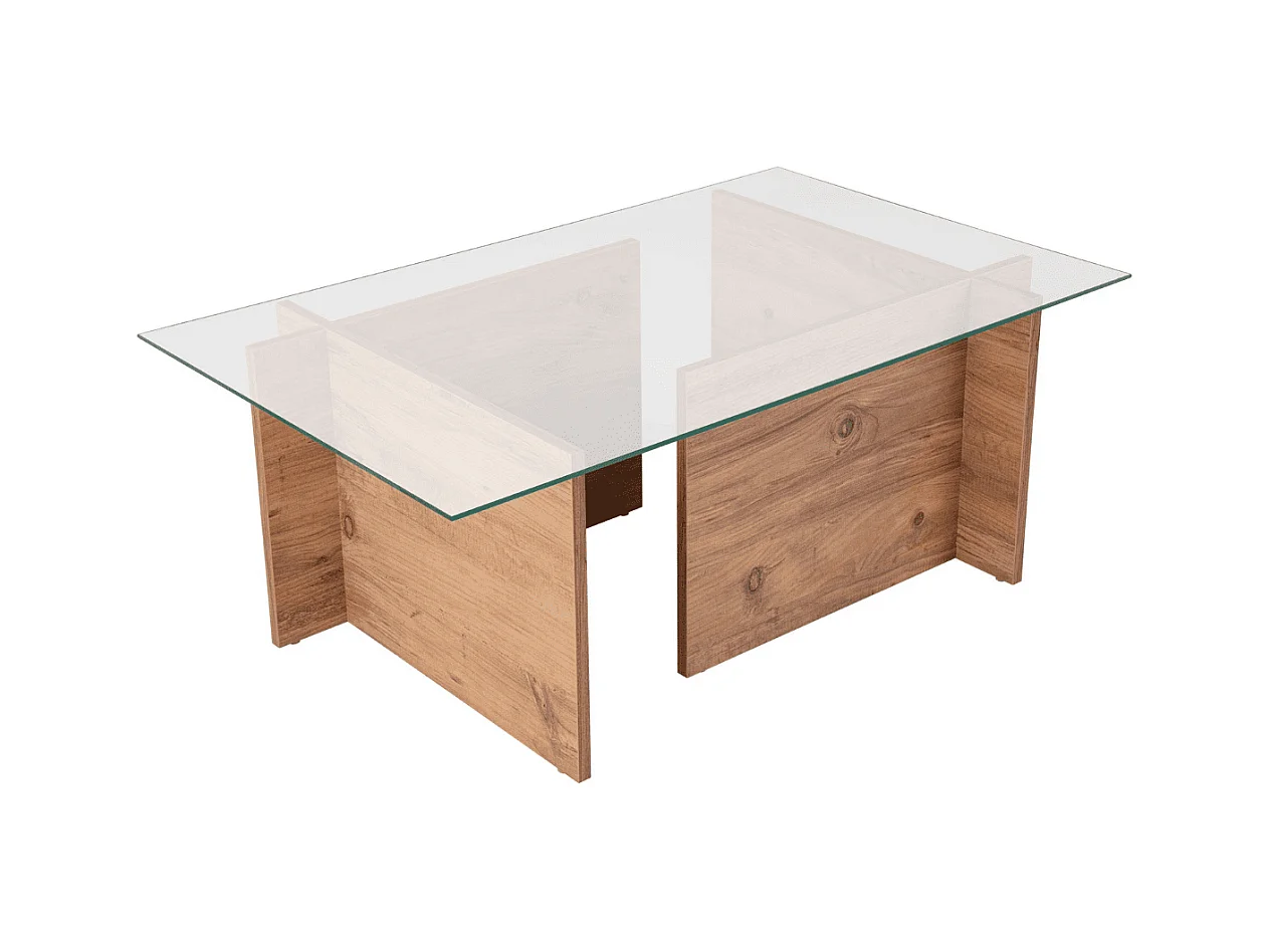 Table basse avec plateau en verre L105 cm - NOAH