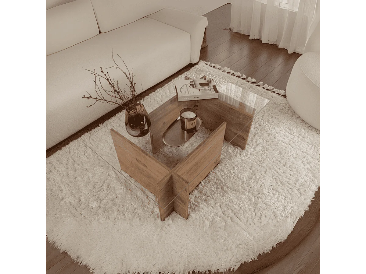 Salontafel met glazen blad L105 cm - NOAH