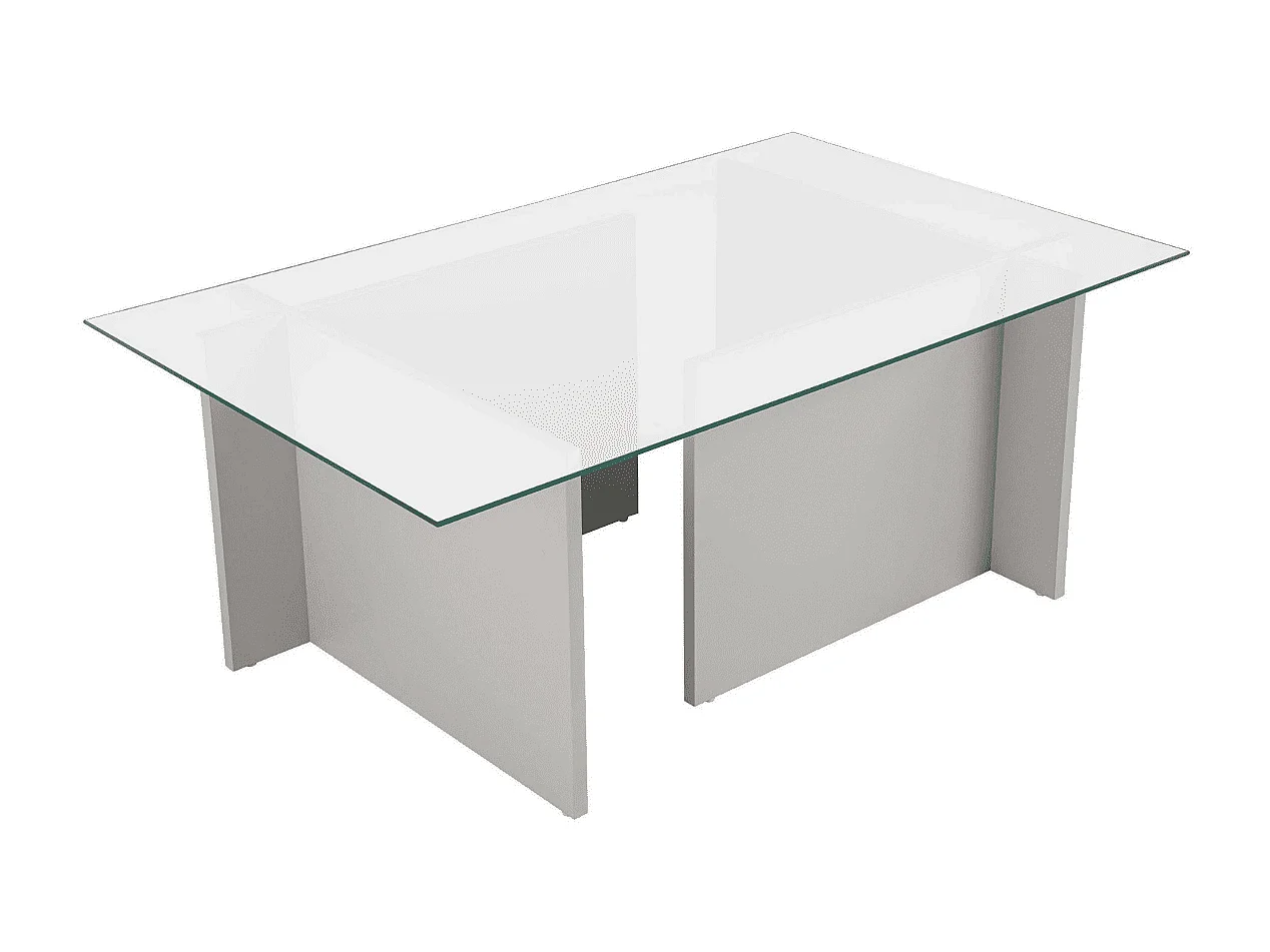 Table basse avec plateau en verre L105 cm - NOAH