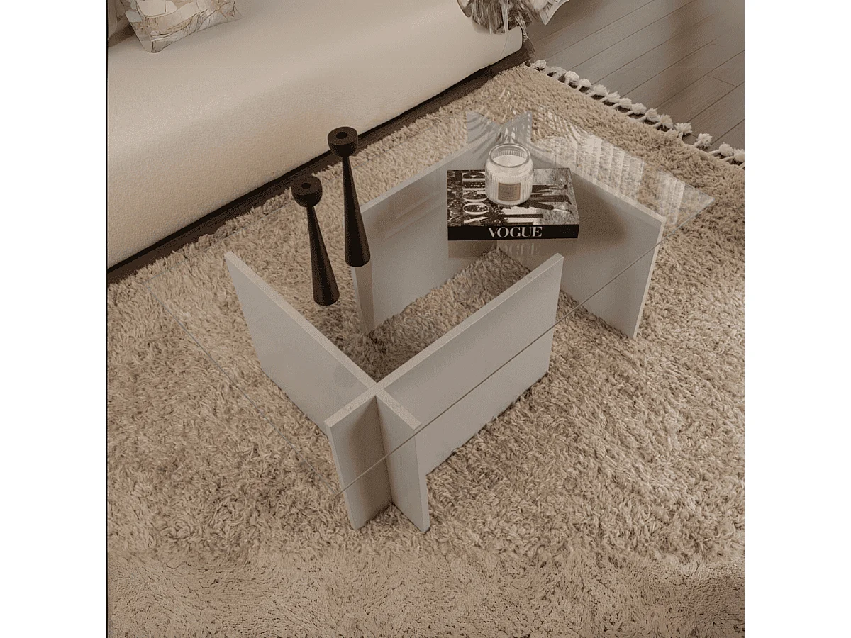 Couchtisch mit Glasplatte L105 cm - NOAH