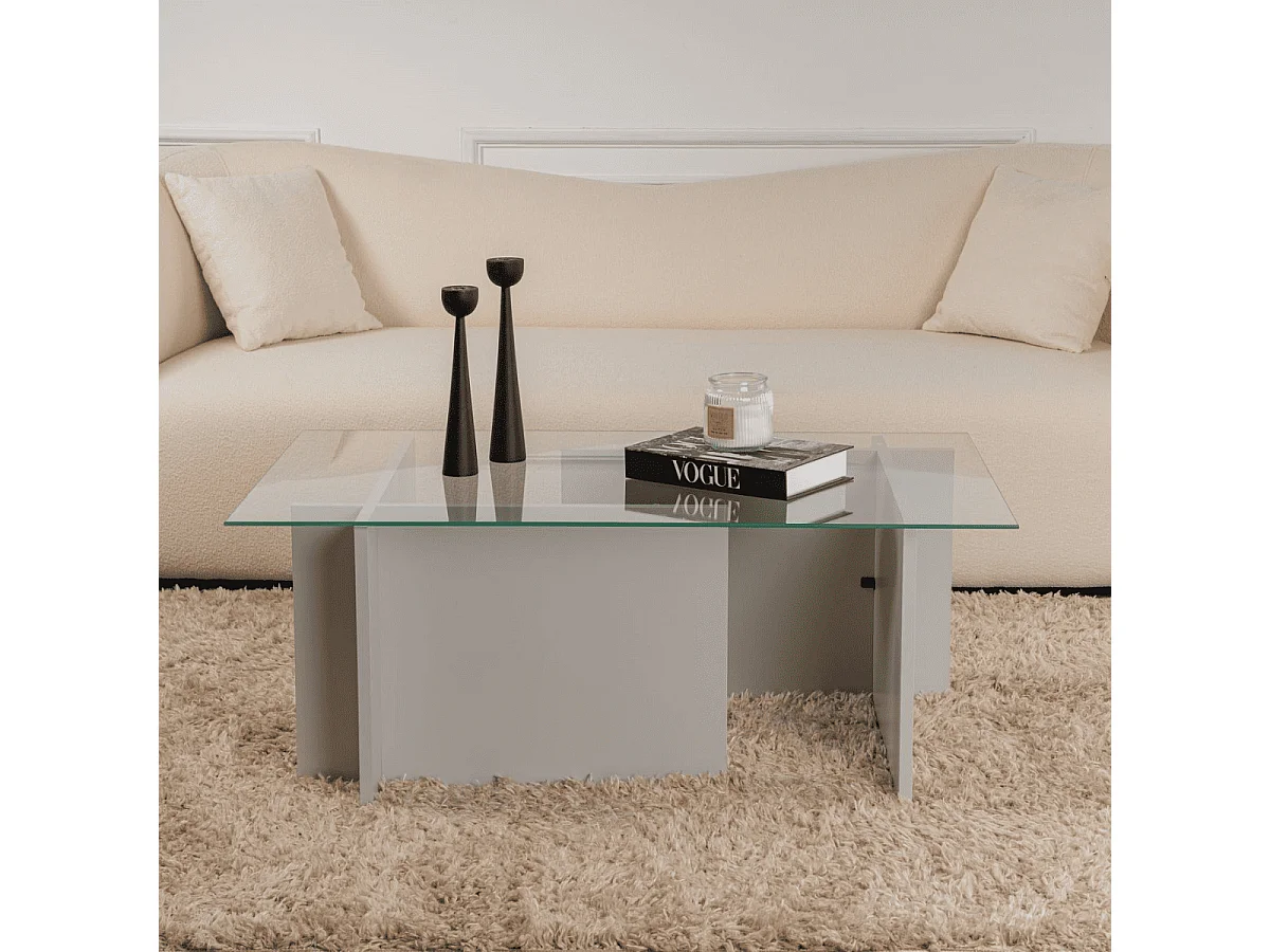 Couchtisch mit Glasplatte L105 cm - NOAH