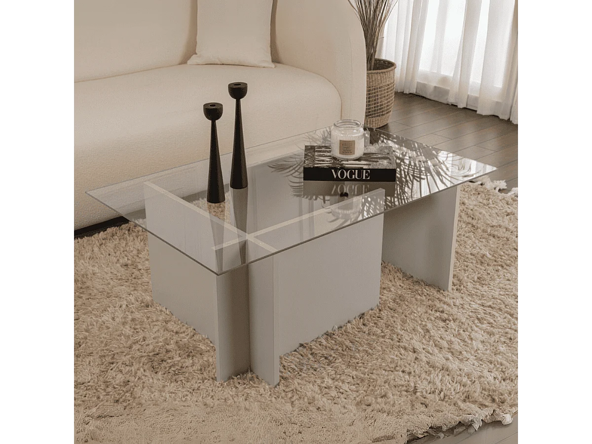 Salontafel met glazen blad L105 cm - NOAH