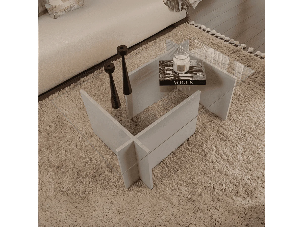 Salontafel met glazen blad L105 cm - NOAH