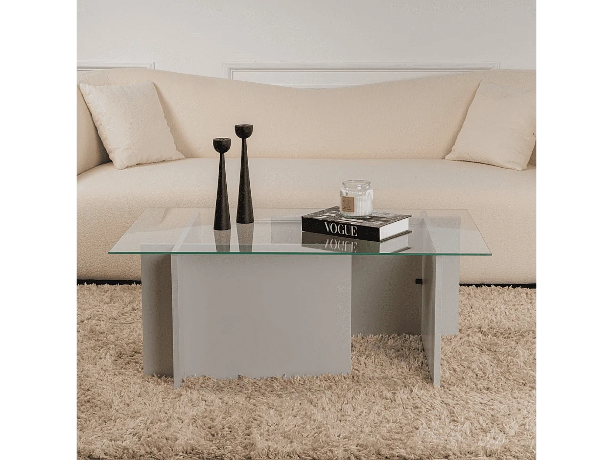 Salontafel met glazen blad L105 cm - NOAH