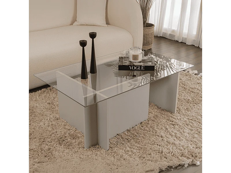 Mesa de centro con tablero de vidrio L105 cm - NOAH