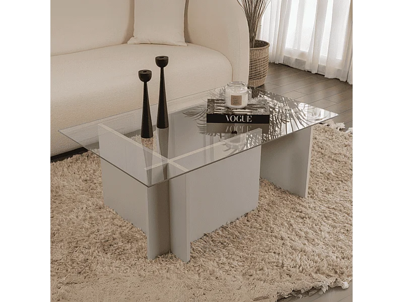 Tavolino con piano in vetro L105 cm - NOAH