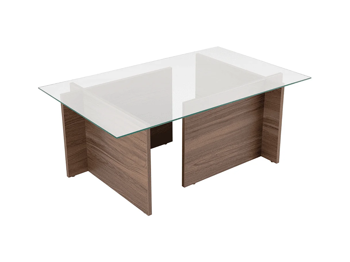 Table basse avec plateau en verre L105 cm - NOAH