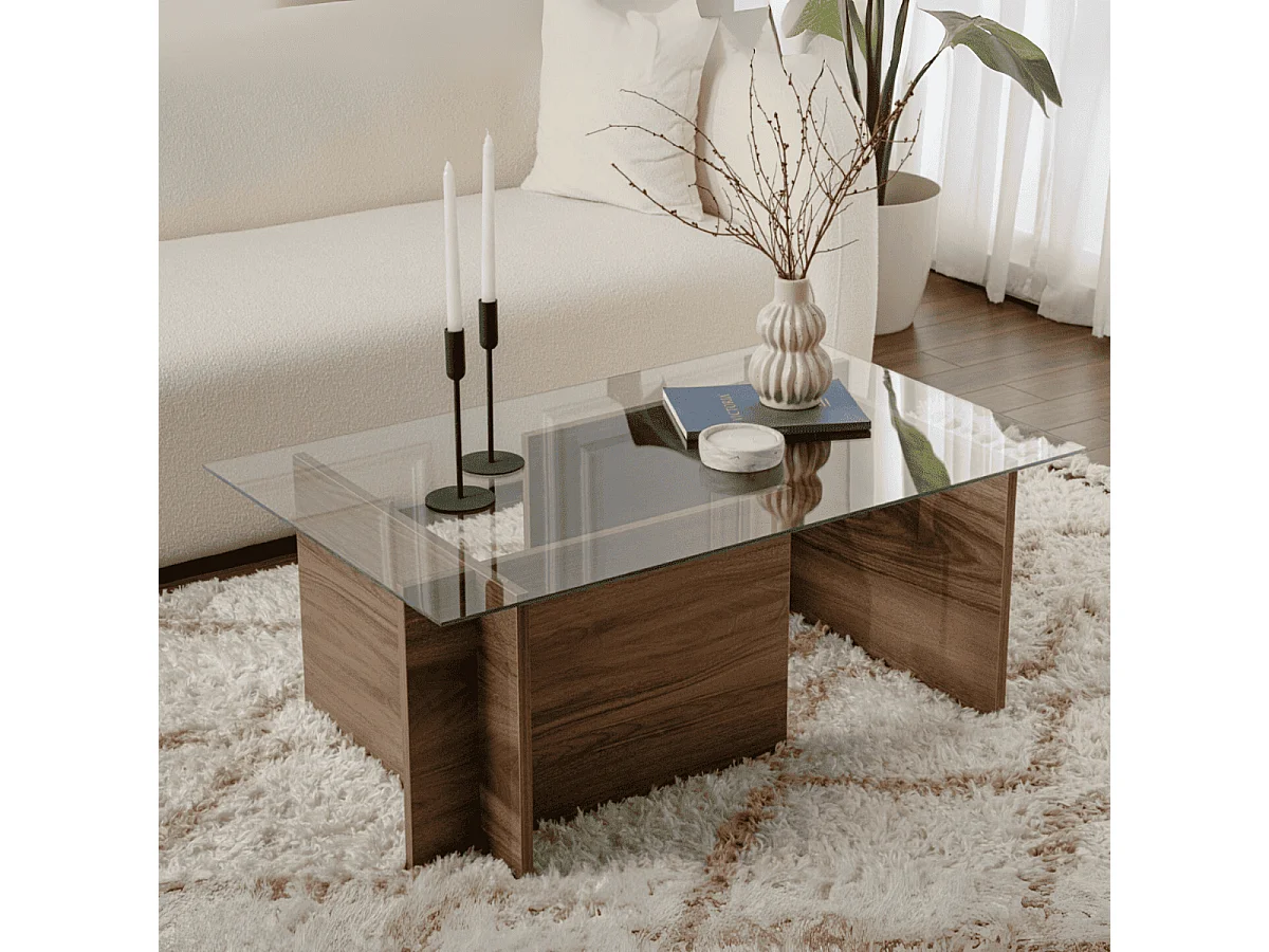 Couchtisch mit Glasplatte L105 cm - NOAH