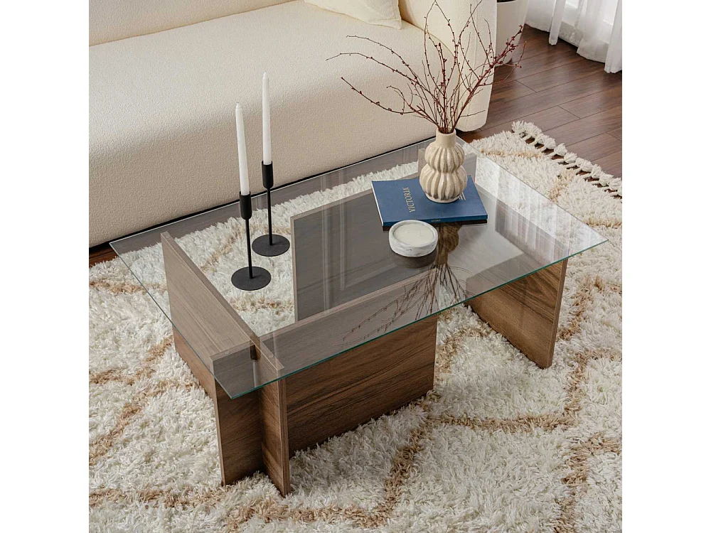 Mesa de centro con tablero de vidrio L105 cm - NOAH