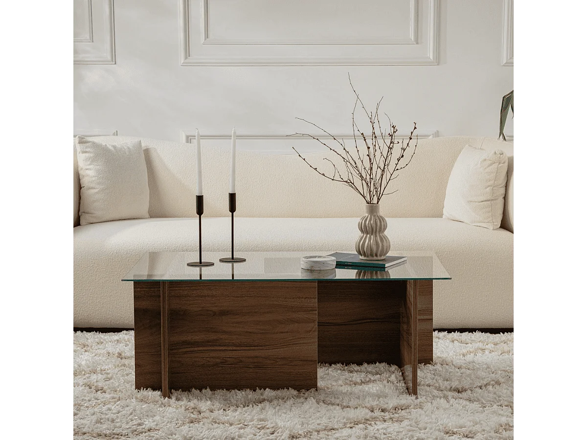 Salontafel met glazen blad L105 cm - NOAH