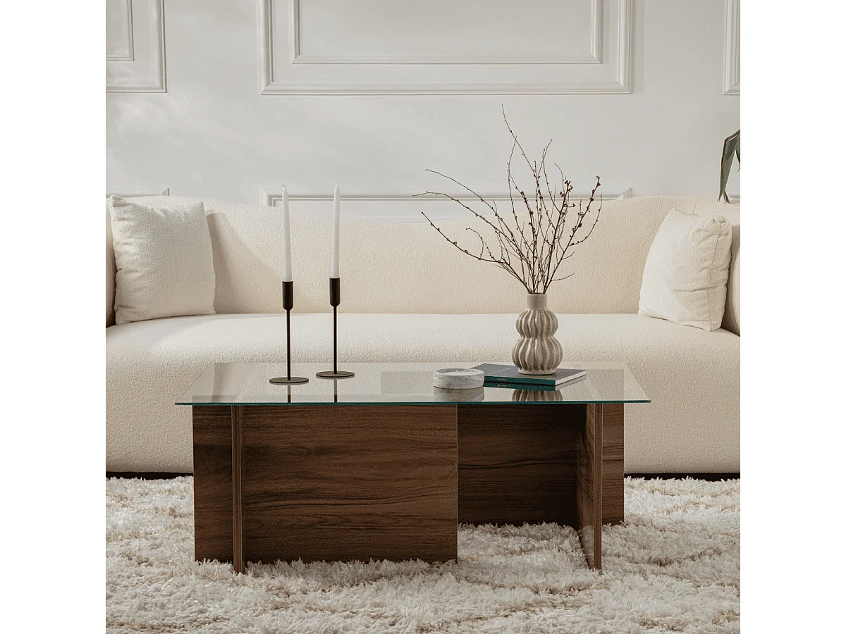 Mesa de centro con tablero de vidrio L105 cm - NOAH