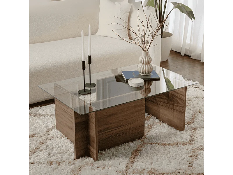 Salontafel met glazen blad L105 cm - NOAH