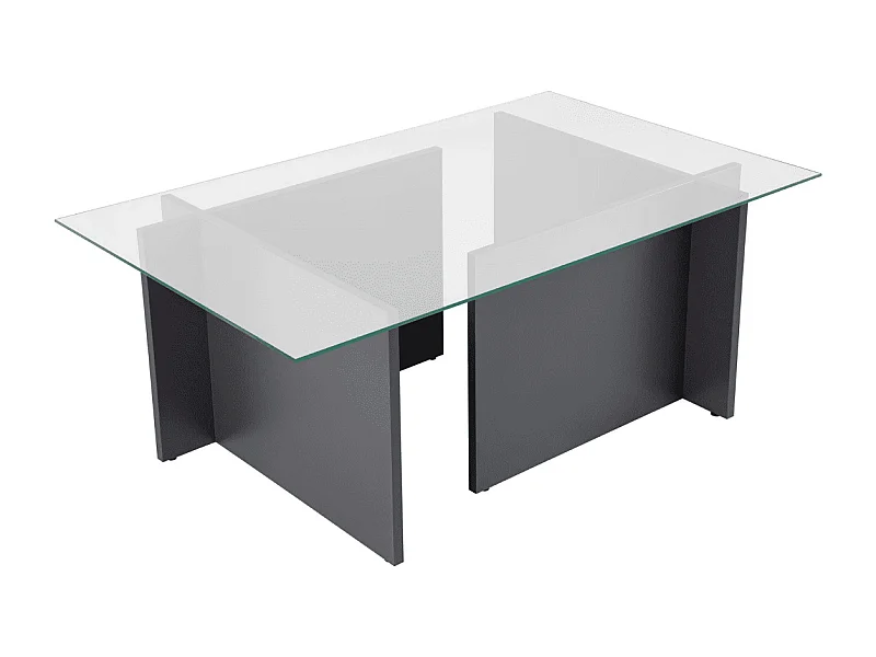 Table basse avec plateau en verre L105 cm - NOAH