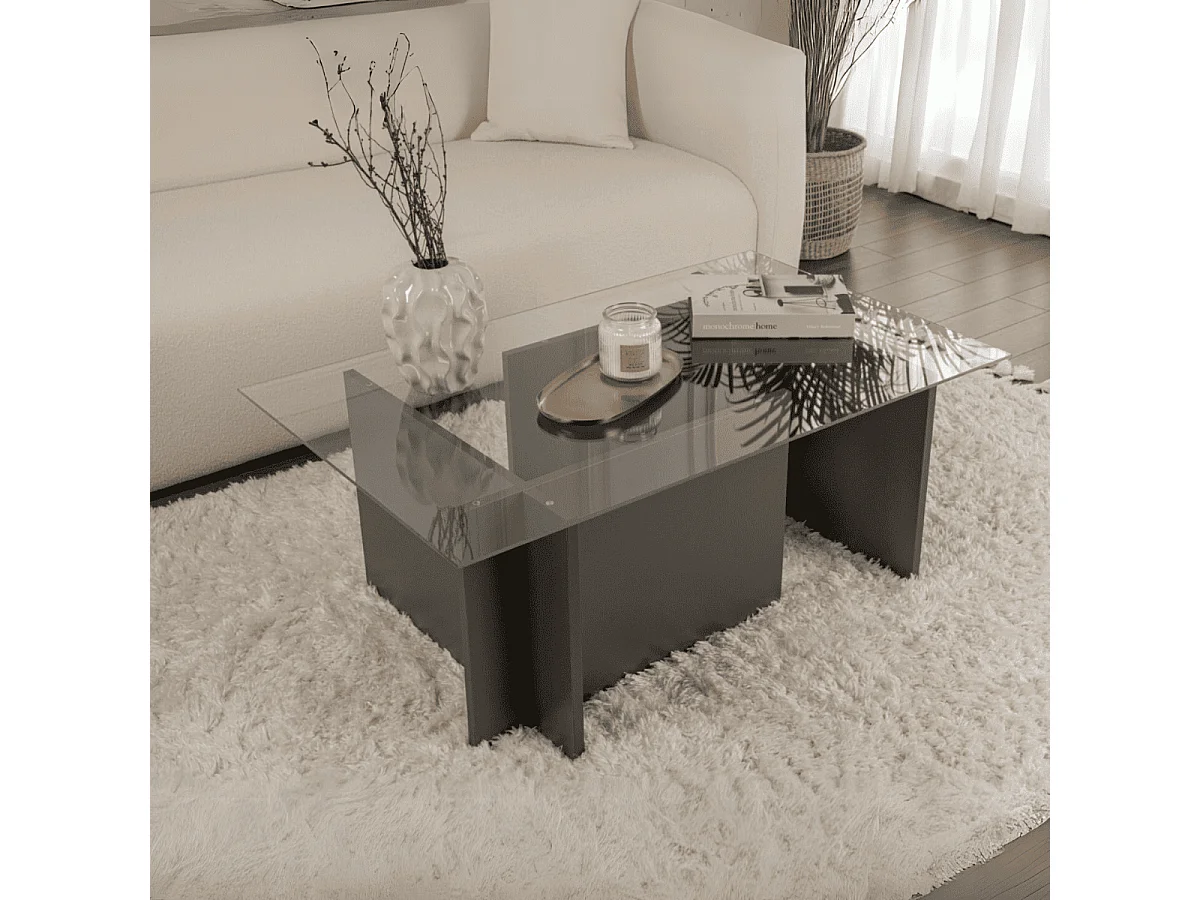 Salontafel met glazen blad L105 cm - NOAH