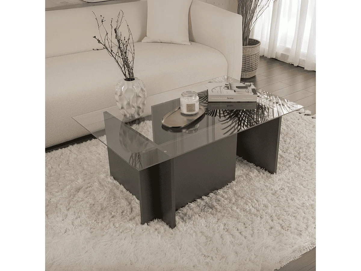 Salontafel met glazen blad L105 cm - NOAH