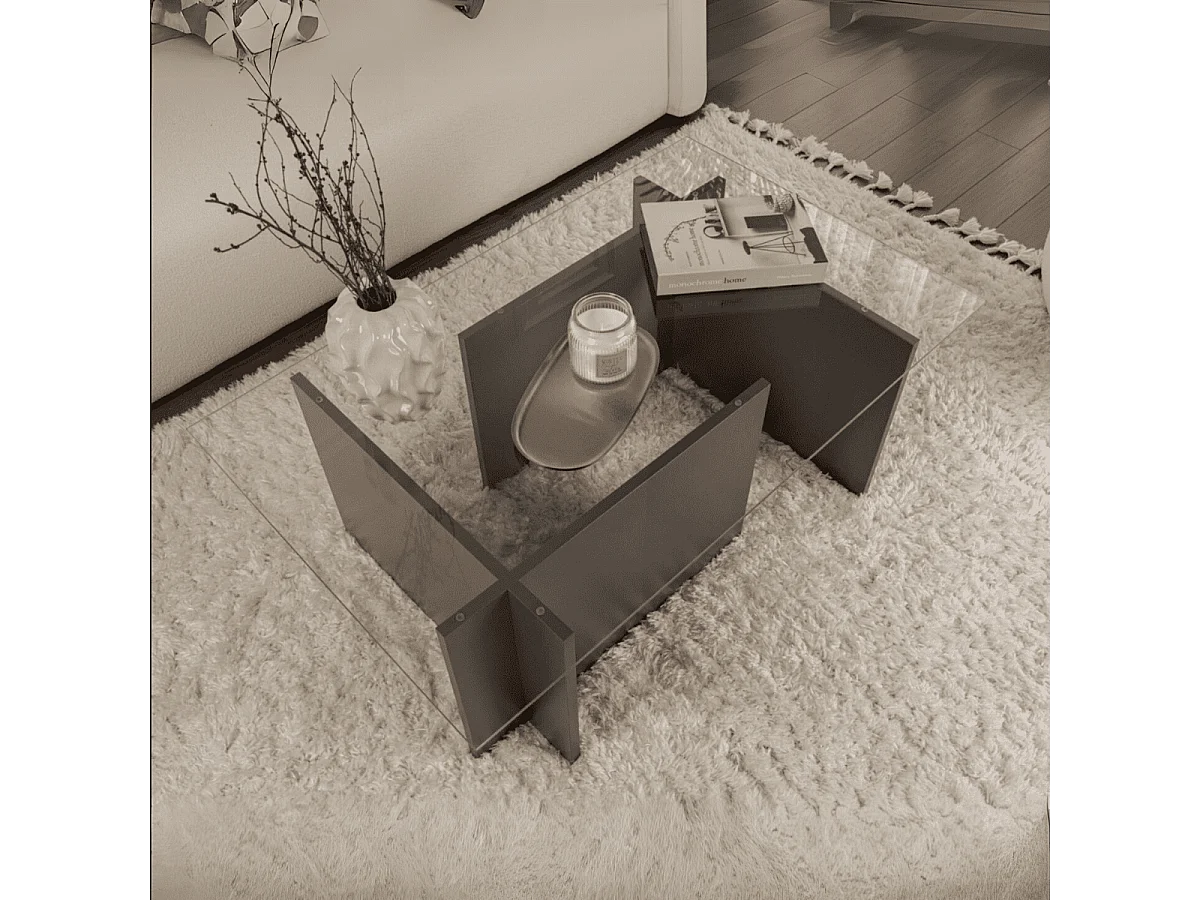 Salontafel met glazen blad L105 cm - NOAH