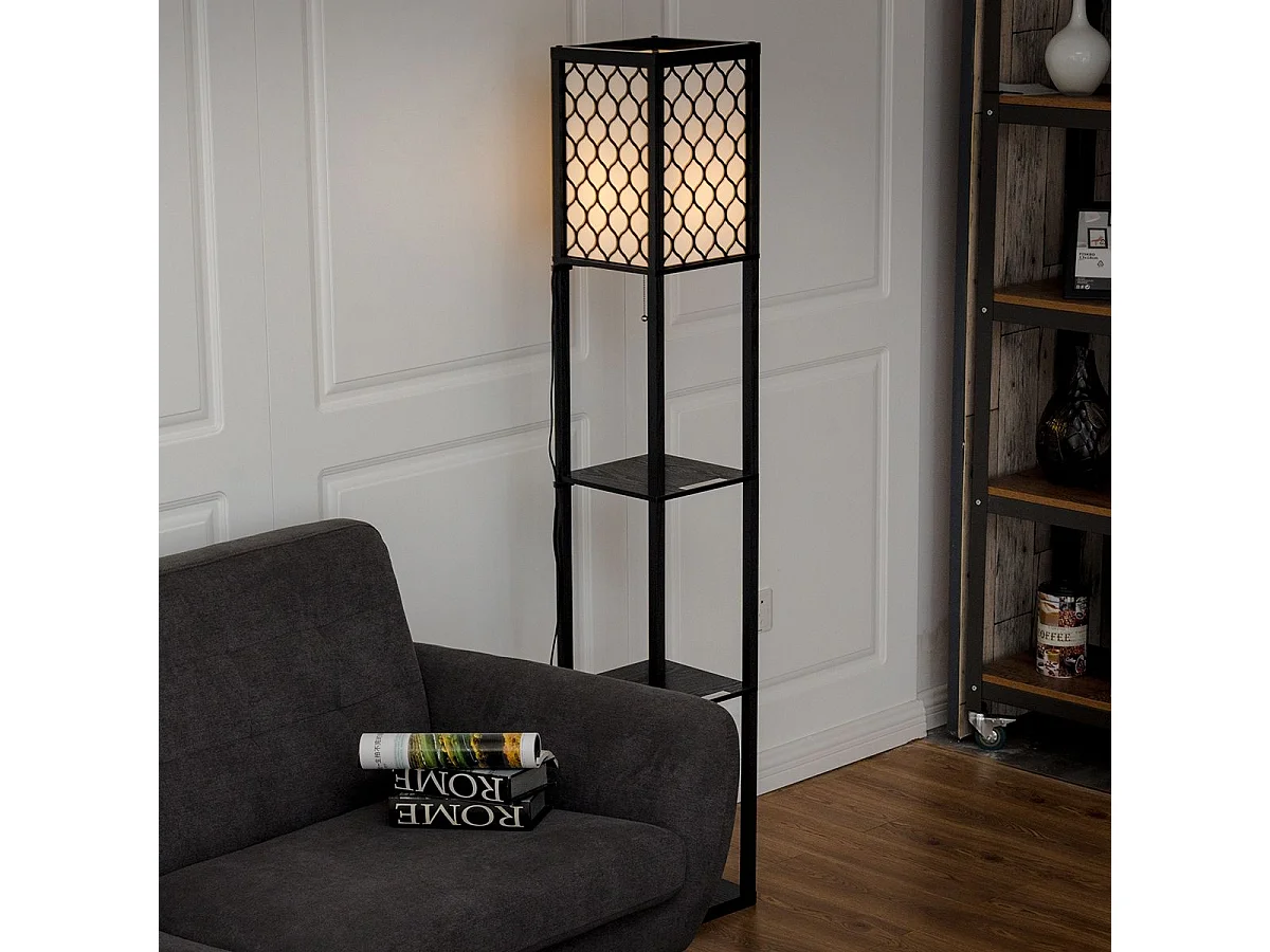 Lampadaire avec 3 niveaux etagère 220-240v,60w design scandinave (ampoule non inclus)
