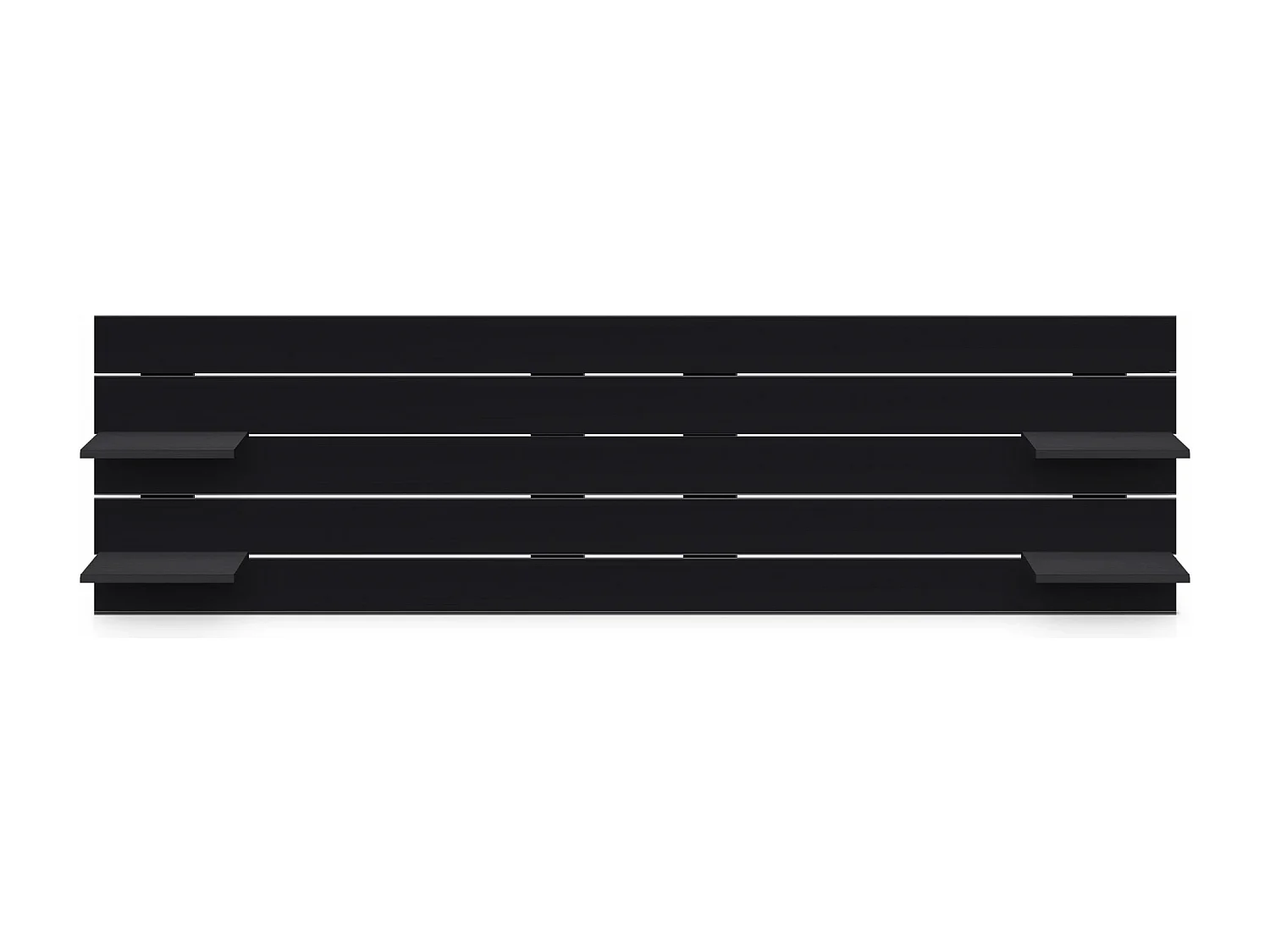 DHOME Tête de lit avec étagères en bois recyclé DM à suspendre au mur style palette horizontale avec pieds lit vintage nordique (220 cm noir massif)