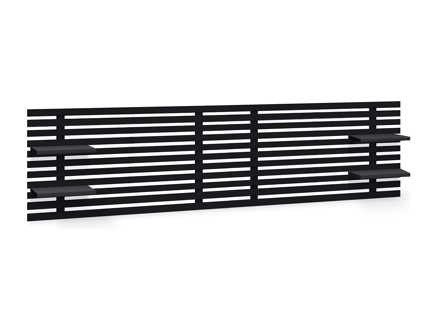 DHOME Tête de lit avec étagères en bois recyclé DM Tenture murale Style palette japonaise Lit nordique vintage (290 cm Noir massif)