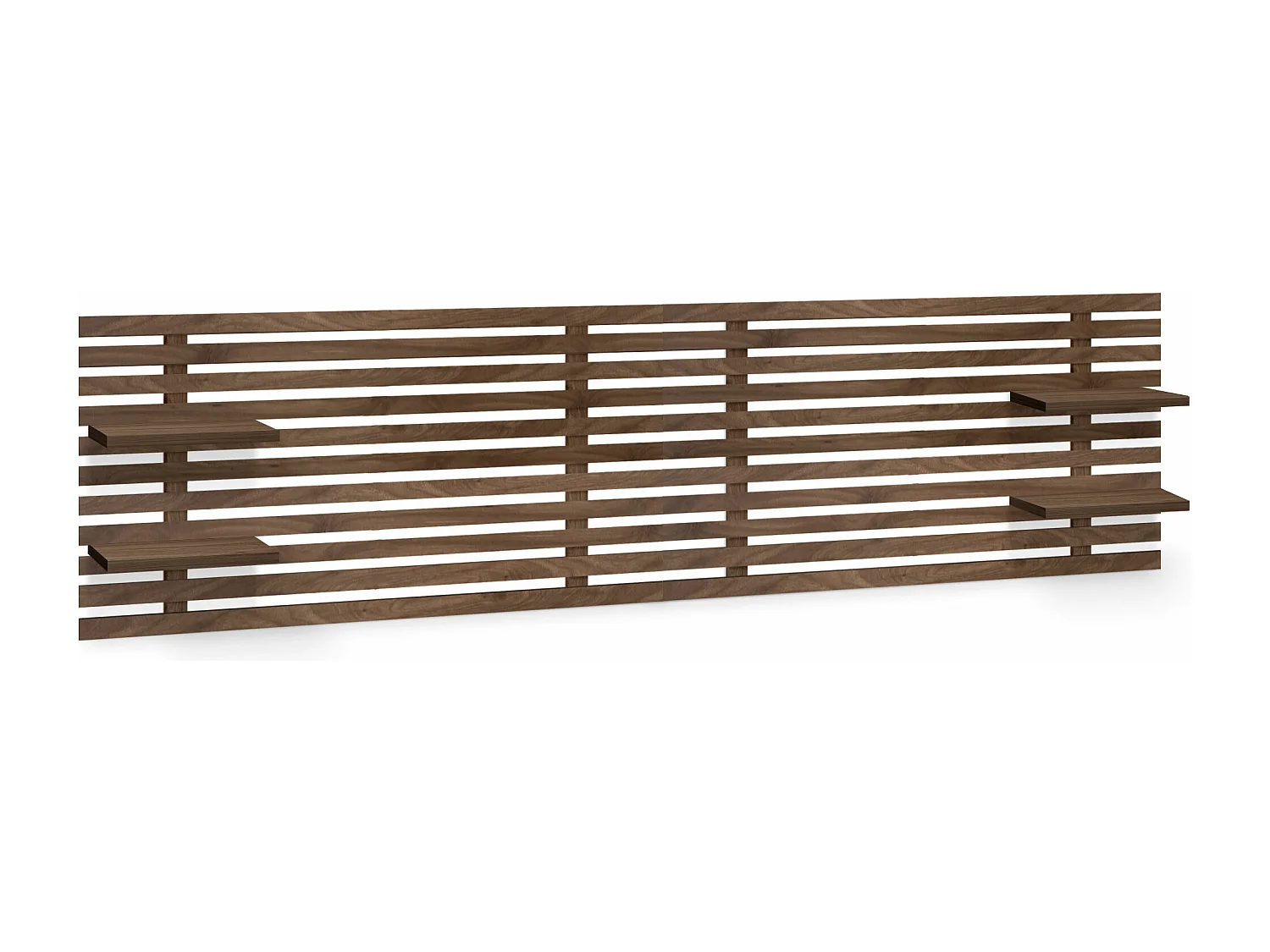DHOME Tête de lit avec étagères en bois recyclé DM Tenture murale Style palette japonaise Lit nordique vintage (bois de noyer 220 cm)