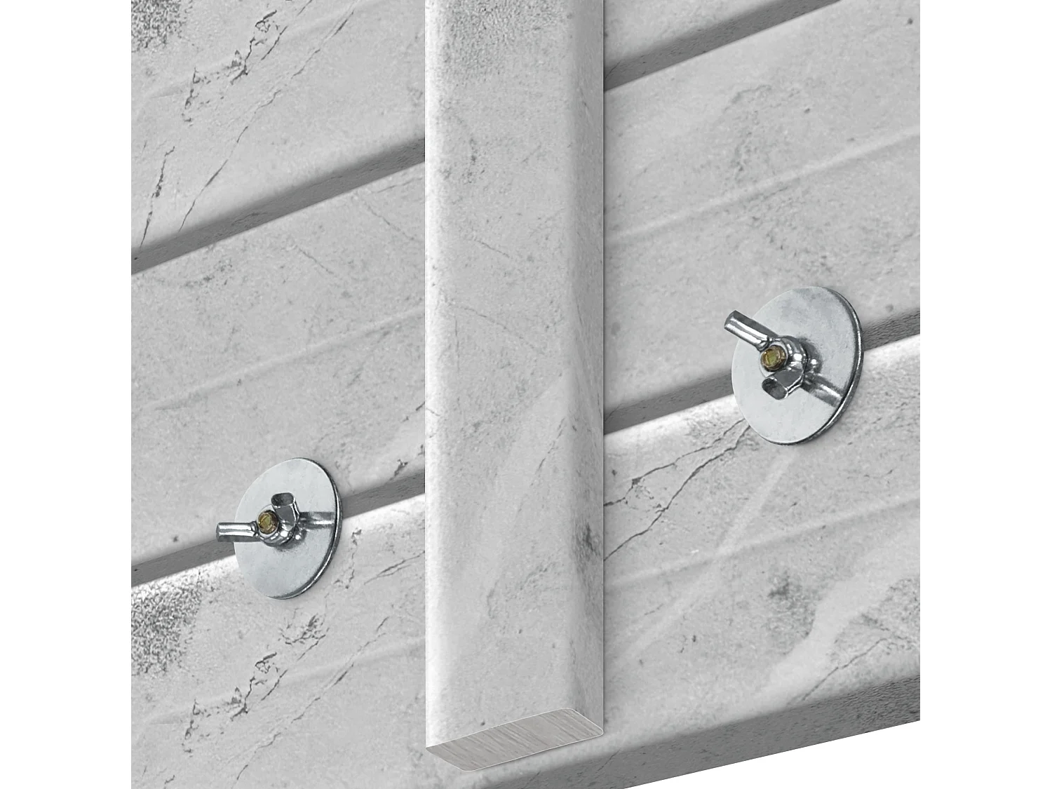 DHOME Tête de lit avec étagères en bois recyclé DM à suspendre au mur horizontal de style palette avec pieds de lit nordique vintage (finition marbre 290 cm)