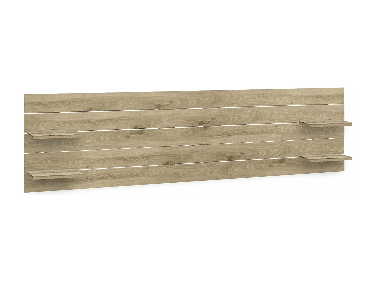 DHOME Hoofdbord met planken van gerecycled hout DM Muurhangend horizontaal palletstijl met poten Scandinavisch vintage bed (210 cm Cambrium hout)