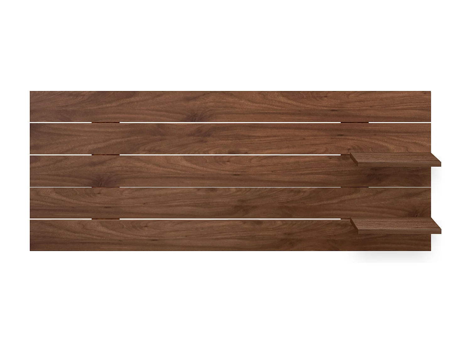 DHOME Tête de lit avec étagères en bois recyclé DM à suspendre au mur style palette horizontale avec pieds lit vintage nordique (bois de noyer 145 cm)